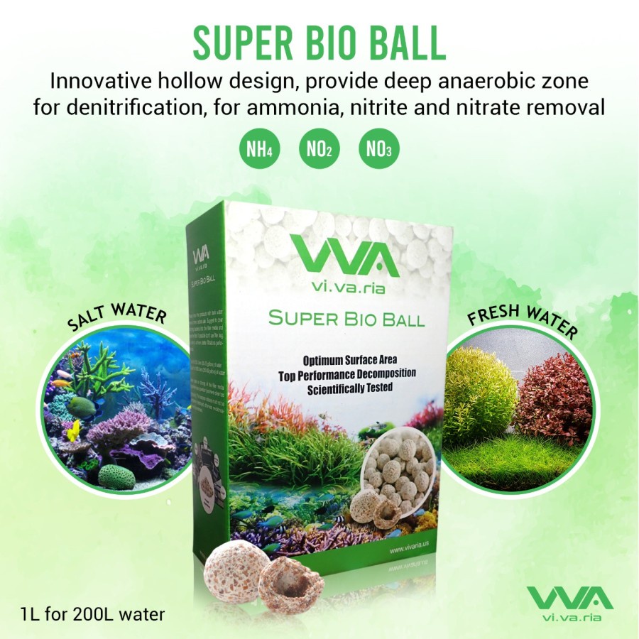 Vivaria Bio Ball 1 Liter Media Filter Biologis Rumah Bakteri Bacteria Aquarium Kolam Laut Tawar