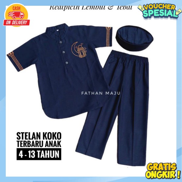 Setelan Baju Muslim Anak Setelan Bajucelana Umur 1-13 Tahun Stelan Koko Anak Laki Laki Terbaru Bj Kk
