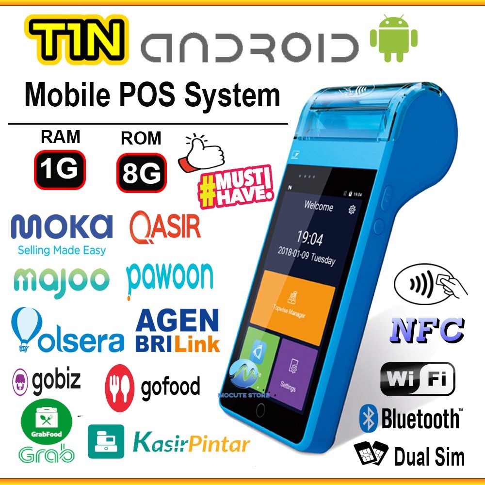 Mocute - Mesin Kasir Android Pos Smartcom 4G Support Nfc Barcode Scanner