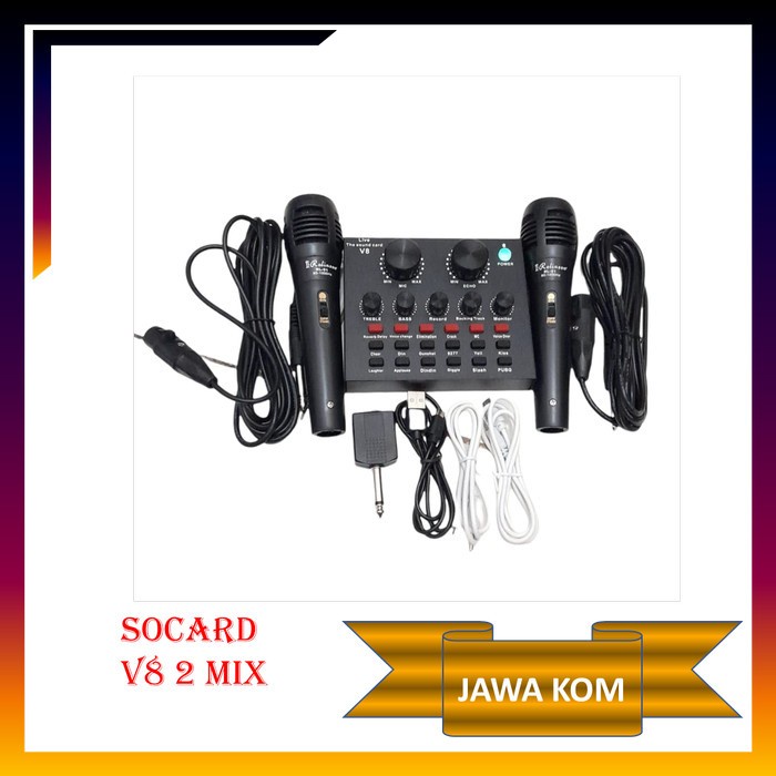 Alat karaoke Bluetooth Audio USB External Soundcard Broadcast Mic V8S