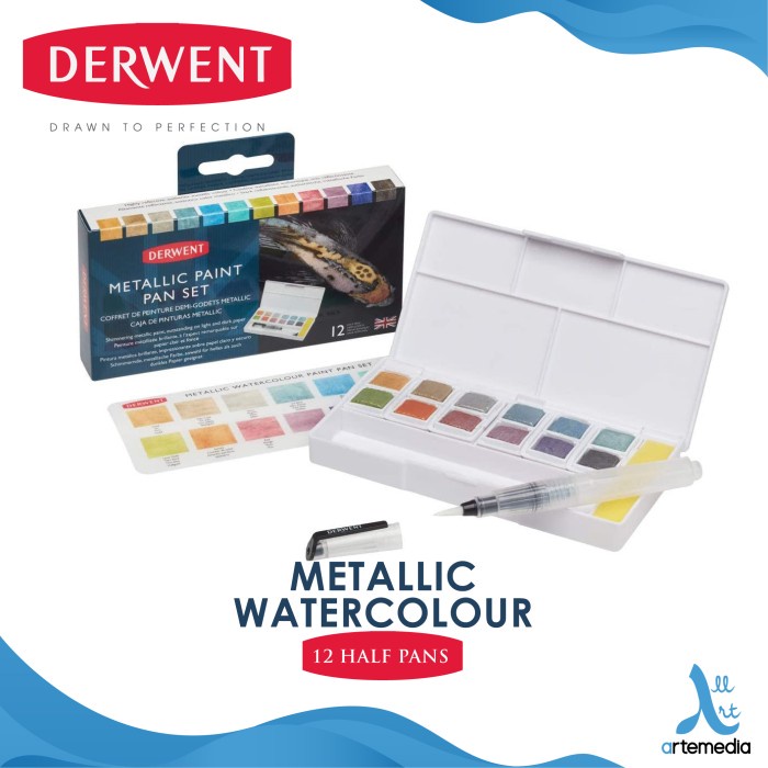 

Promo Cat Watersoluble Derwent Metallic Set 12 Paint Pan Travel