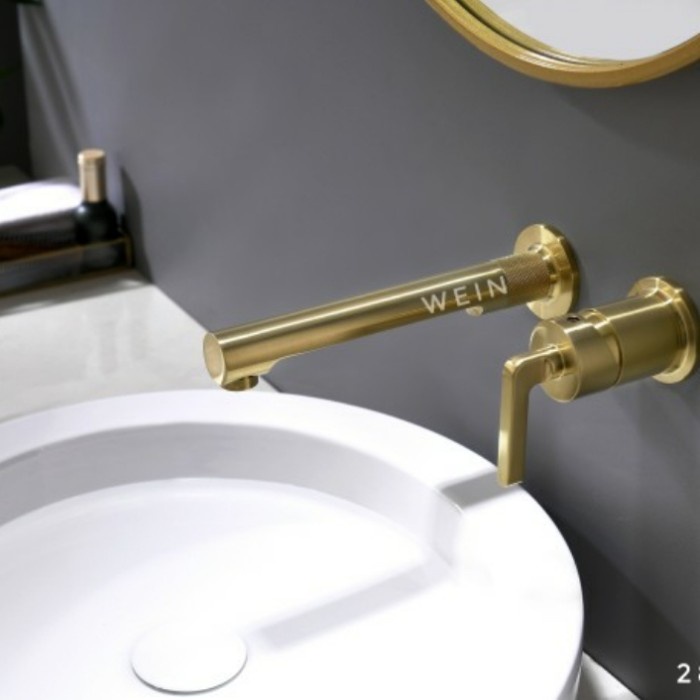 kran wastafel dinding gold/kran air tembok emas setara grohe kohler