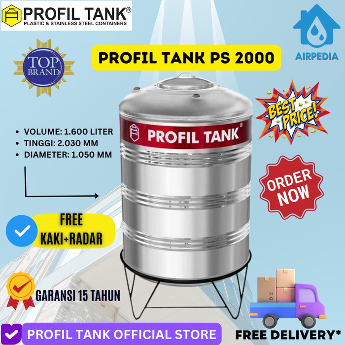 ✅Original Profil Tank Stainless Ps 2000  Kaki - Toren Air Profil 2000 Profon Berkualitas
