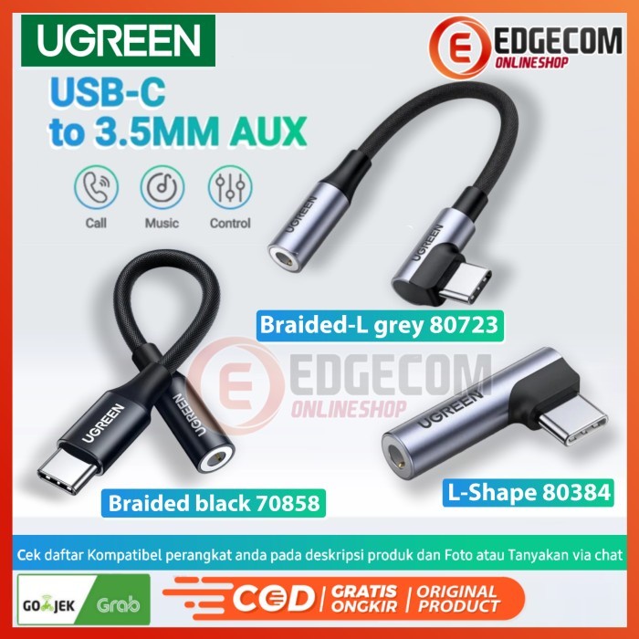 UGREEN TYPE C TO JACK 3.5MM AUX FEMALE JACK EARPHONE KABEL ADAPTER