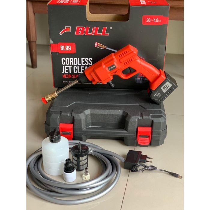 ✅New Jet Cleaner Cordless Cuci Mobil Motor 26V 4.8Ah Batterai Bull Terbaru
