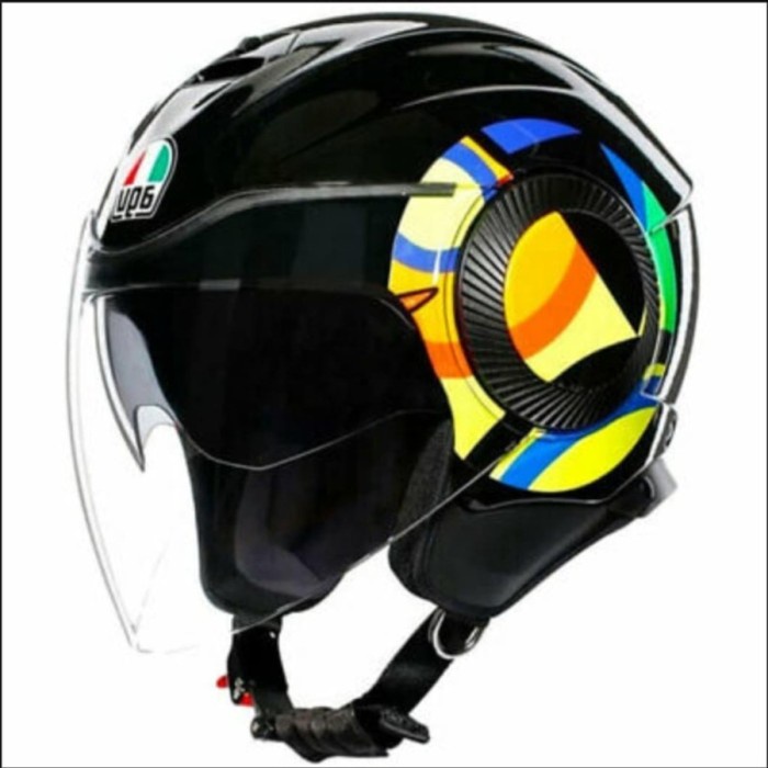 ✨Termurah Agv Orbyt Rossi Sun And Moon 46 Black  Helm Half Face  Original Diskon