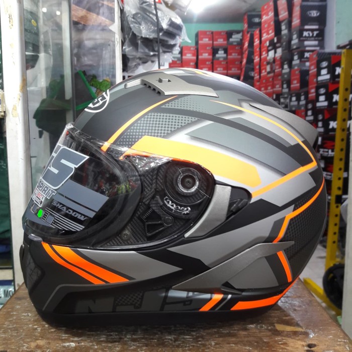✨Termurah Helm Njs Shadow Motif Black Grey Orange Titan Matt Limited