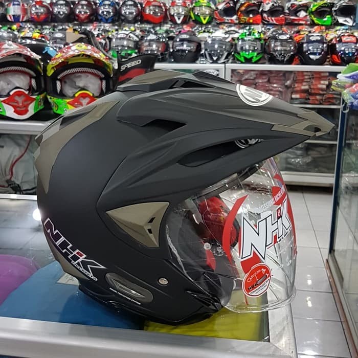✨Termurah Nhk Godzilla Hitam Doff Solid Black Doff Double Visor Diskon