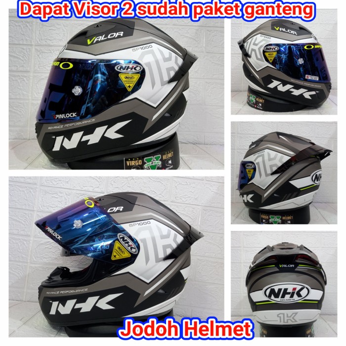 ✨Termurah Helm Nhk Gp1000 Valor Black Silver Doff Paket Ganteng Terbatas