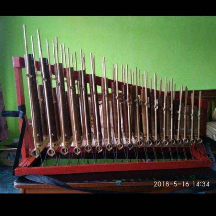hanya disini] Angklung toel angklung ngamen angklung gendong 18 nada bambu hitam