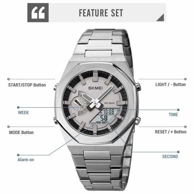 SKMEI 1816 Jam Tangan Elektronik Luminous LED Light World Time Waterpr