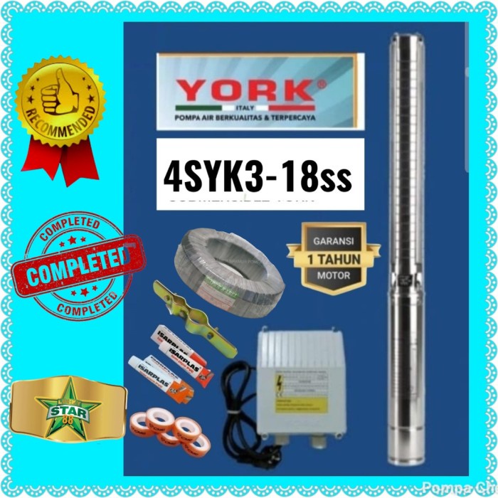 Ready Komplit Pompa Satelit York 0.75Hpss Kipas Stainless + Kabel Sibel 4" Original