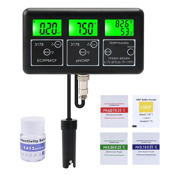 Rcyago Yy-3178 7 In 1 Monitor Air Orp Ph Tds Meter Ec Cf Temperatur Ku