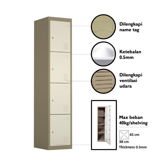INFORMA KIEV LOKER BESI 4 PINTU - COKELAT MUDA