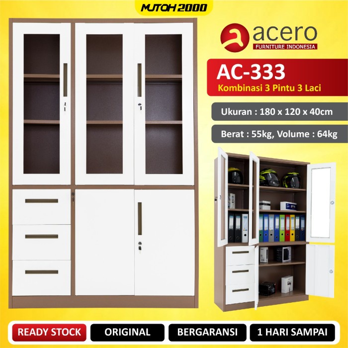 

ACERO AC-333 LEMARI ARSIP BESI KOMBINASI 3 PINTU 3 LACI