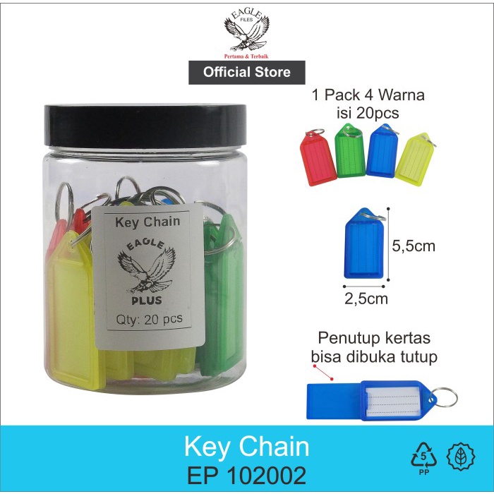 

EAGLE PLUS GANTUNGAN KUNCI KEY RING NAME TAG LABEL ISI 20/PACK