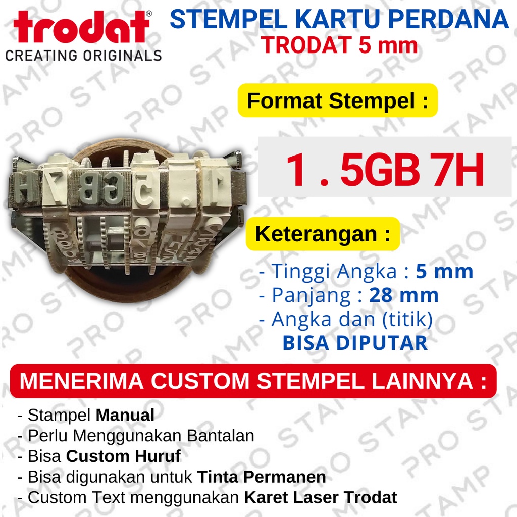 

Stempel Angka Custom Kartu Pena/Voucher Paket Data Trodat 5Mm