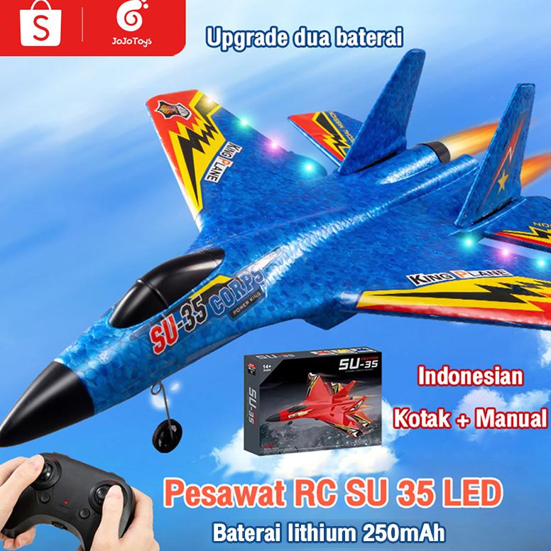 Terlaris Jojotoy Mainan Pesawat Terbang Remote Control Led Pesawat Glider Airplane Foam SU35 Pesawat