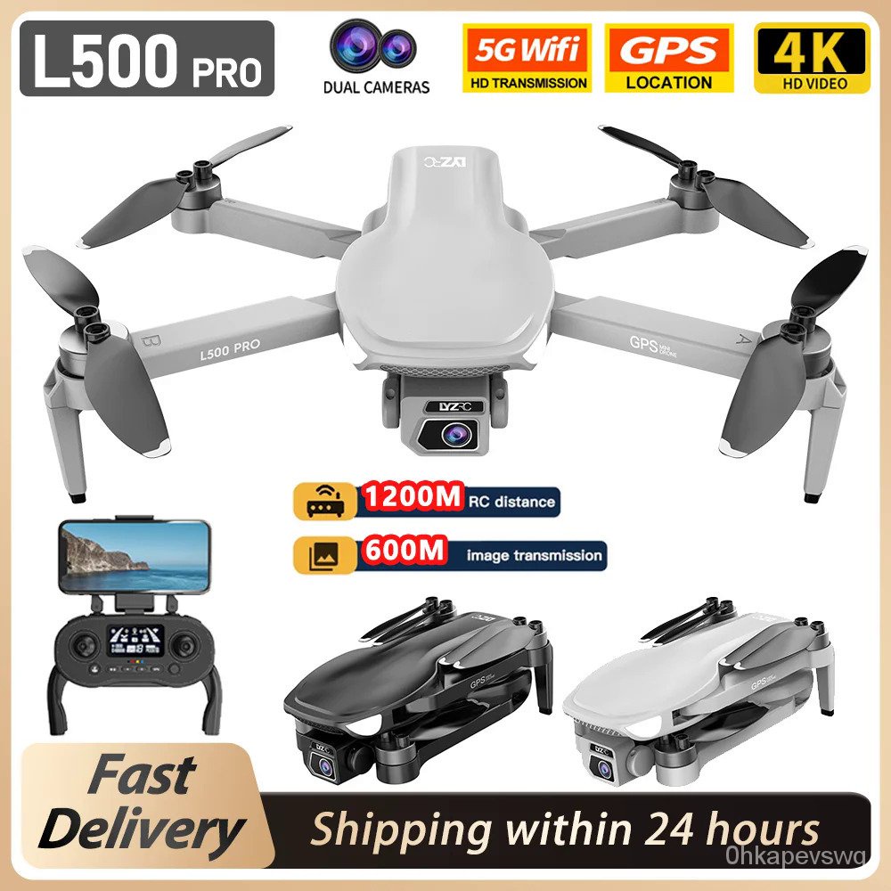 Drone MINI L500 Pro Kamera Ganda Brhless, Drone Quadcopter Lipat Jarak Jauh, Kamera Ganda HD 5G GPS, Motor 4K Profesional, Baru, 1.2Km