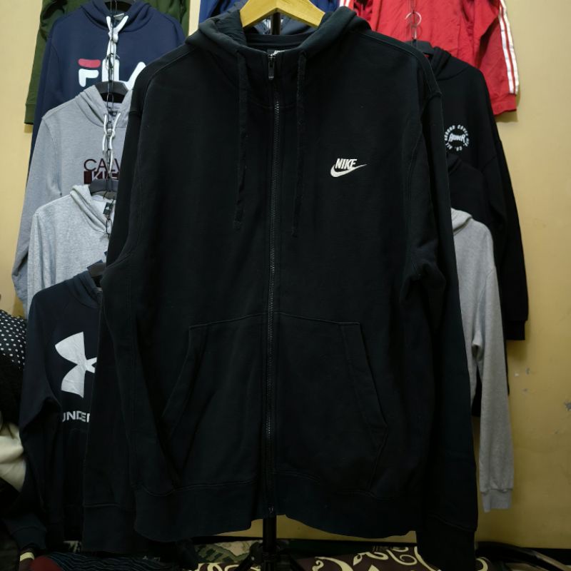 Hoodie Nike Hitam Bordir (Zip)