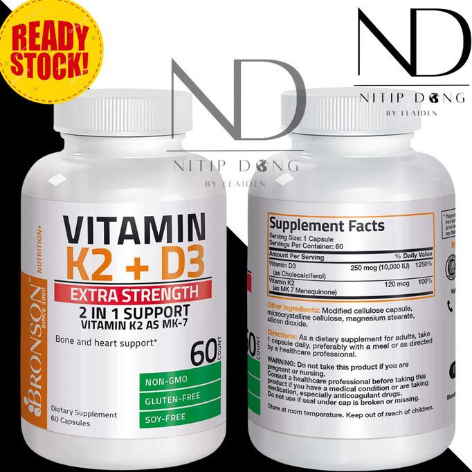 PROMO Vitamin D3 K2 Bronson 5000IU / Extra Strength 10000IU