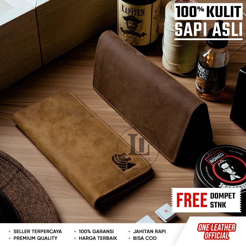 [EXCLUSIVE] BEST QUALITY Dompet Panjang Pria Kulit Asli Leather Long Wallet Bahan Crazy Horse Kulit