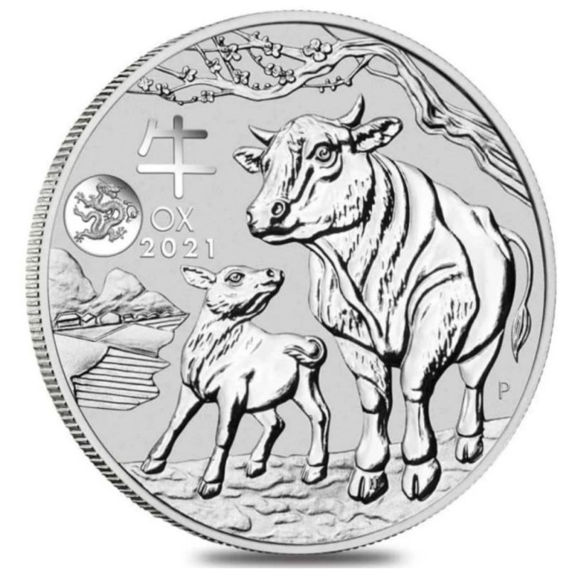 Perak Lunar years Of OX 2021 privy dragon 1 oz silver coin