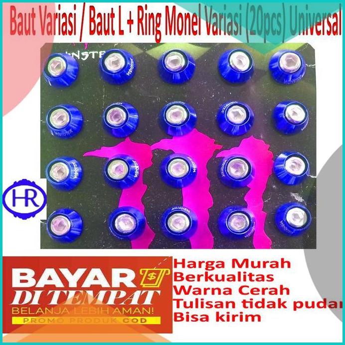 Baut Variasi motor L - Ring Monel + Baut mur ( 20 pcs ) 16novz3 last s