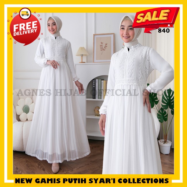 Baju Muslim Ibadah Haji Prempuan Tanah Suci Puteh Gsmis Syri Gamees Abaya Putih Bw Dewasa Pengajian 
