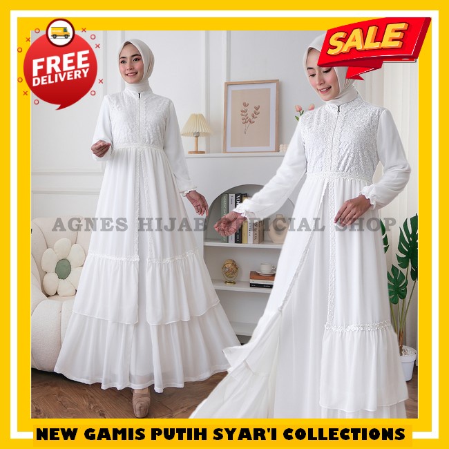 Gamis Terbaru 2024 Lebaran Wanita Dewasa/Remaja Import Brukat Rahila Dres Bahan Santorini Brukat Mix