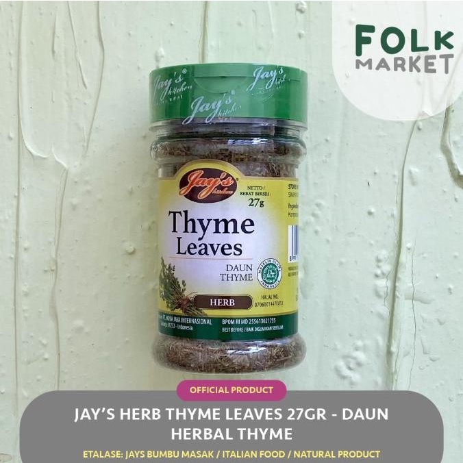 

{{{{}}] JAY'S JAYS Thyme Leaves / Daun Thyme 27gr - Herb / Herbs / Rempah