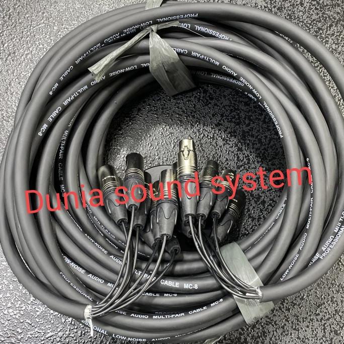 snake kabel isi 8 komplit + konektor jack male female 5meter
