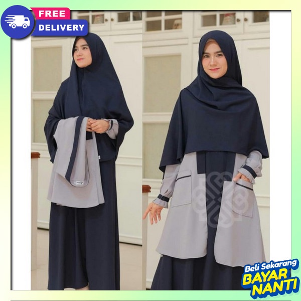 Ghamis Terbaru Korean Style Gamus Murah Hijab Dress Kondangan Set Khimar Baju Wanita Muslimah Gamis 