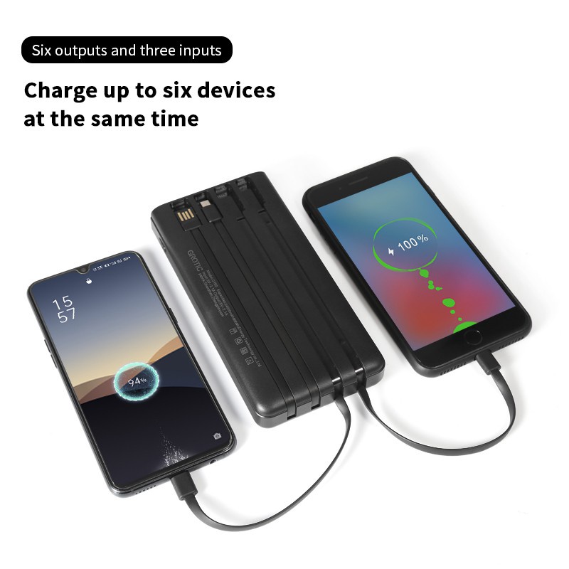 Grotic Powerbank 24000Mah 6 Output 3 Input Power Display Led Light 2.1A Fast Charging Power Bank