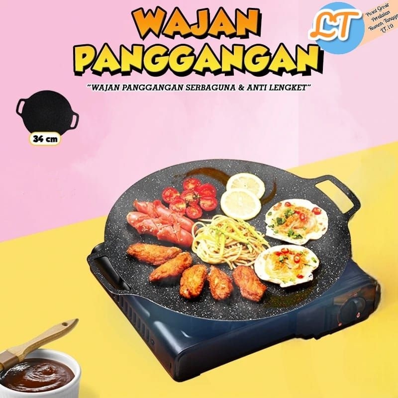 Grill Pan Ikan Ayam Sate Daging Sapi Kambing Steak Teriyaki Praktis Panci Konduksi Multiguna Tebal V