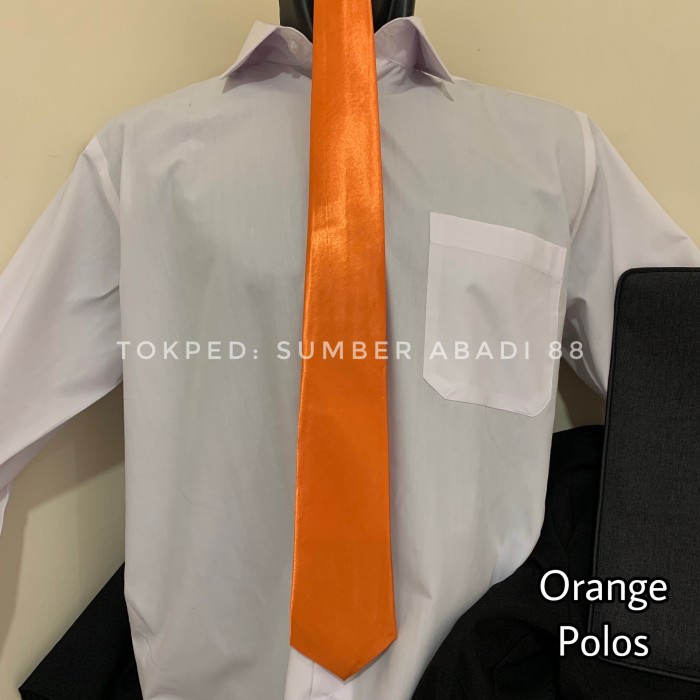 dasi Dasi Panjang Pria Warna Orange Peach Orens Polos dan Motif Garis - Orange Polos(B2A5) dasi resl