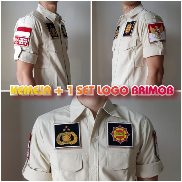 Ready...Ready...Ready...] Kemeja Tactical Lengan Pendek Lengkap dengan Emblem Brimob