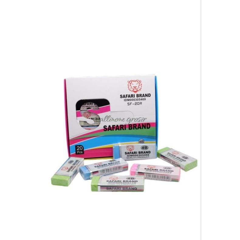 

(1BOX) Penghapus hapus pensil 4B warna warni merk safari