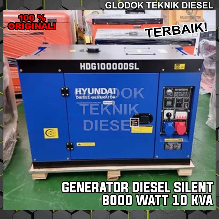 GENSET SILENT DIESEL 8000 WATT 10 KVA HYUNDAI HDG 10000 DSL ORIGINAL