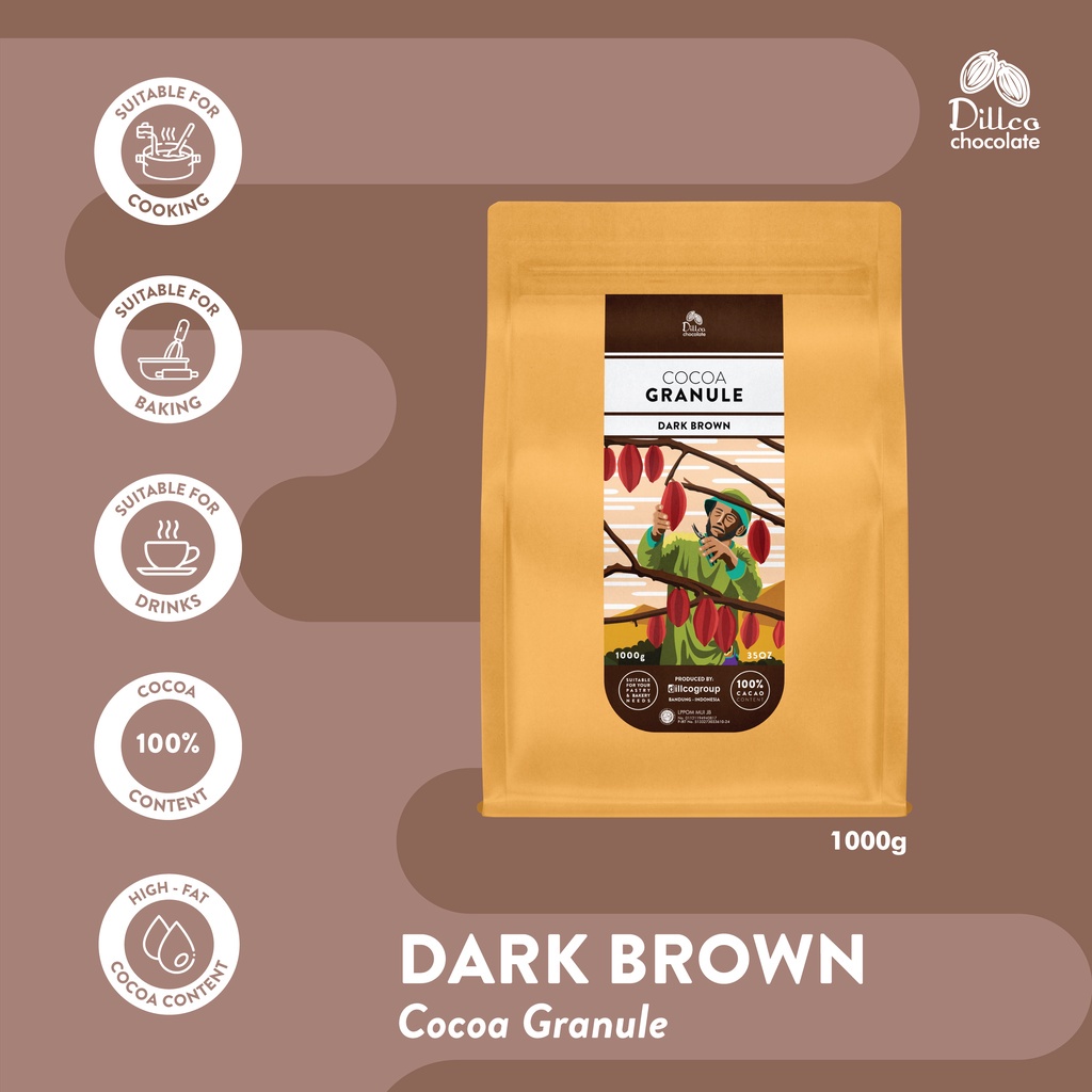 

Dillco Chocolate - Coklat Bubuk Pure Cocoa Powder Dark Brown 1Kg