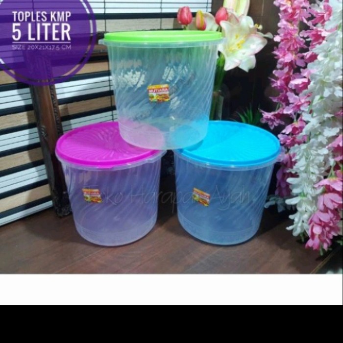 

Toples Bulat Plastik 5 Liter Kmp/Tempat Kerupuk/Toples /Sealware