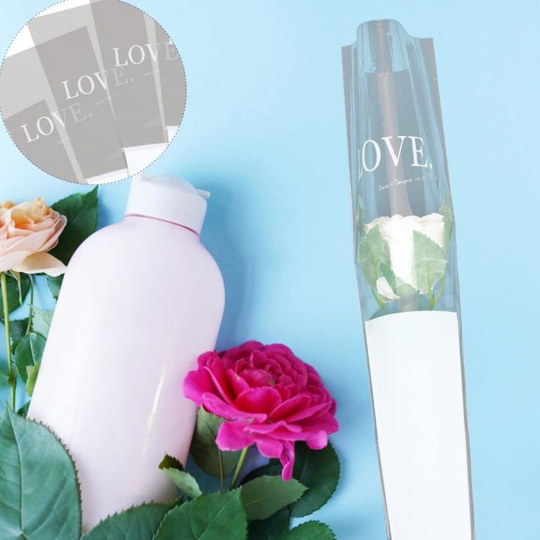 

50 Pcs Kantong Bunga Mawar Plastik Satuan Wrapping Bunga Bening Single Rose Box Clear Rose Sleeve Best Seller