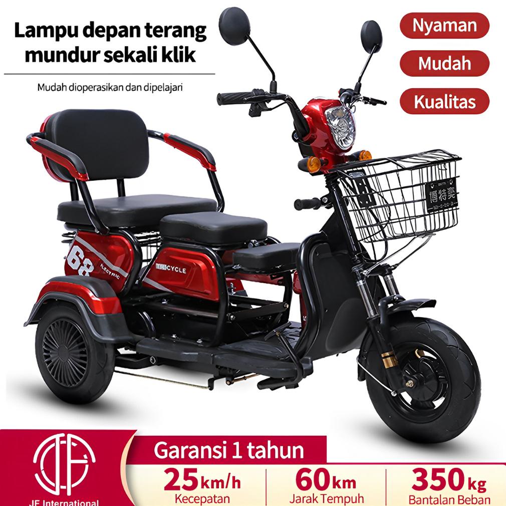 Sepeda Motor Roda 3 / Sepeda listrik roda tiga / skuter untuk orang tua / Sepeda Untuk Lansia