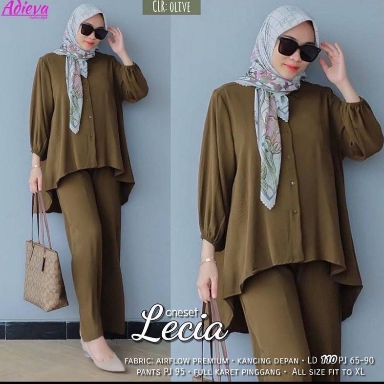 Polos Set Promo Lecia Set // Setelan Lecia Crinkle Airflow Ld 110 // Setelan Polos Lecia // Set Leci