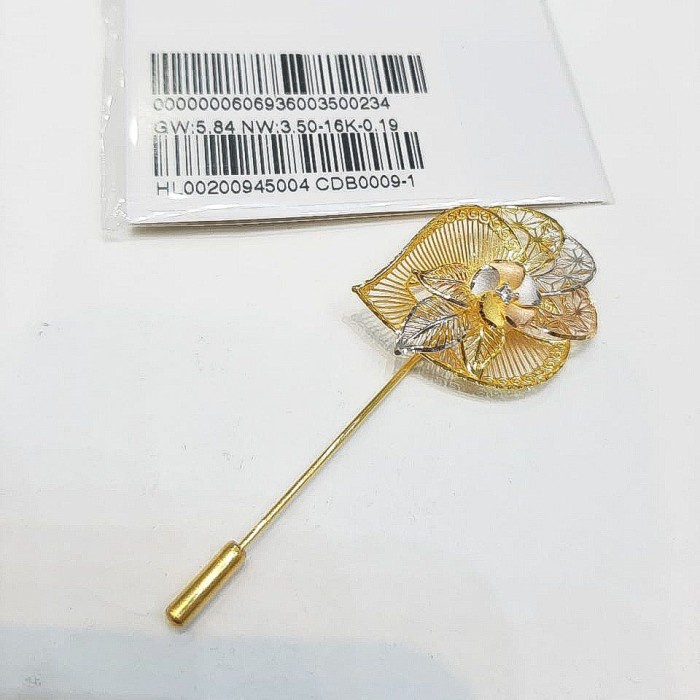 Tusuk Konde Emas Asli Kadar 700 70 16K Pin Bunga 3 Warna Kendari Mawar