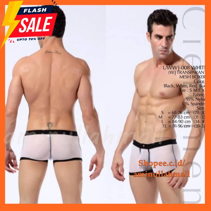 SEXY CD BOXER  UWWJ-008 BLACK TRANSPARAN MESH NYLON SPANDEX TERMURAH
