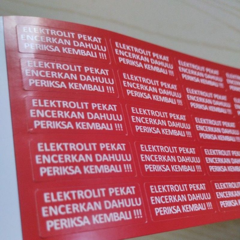 stiker label elektrolit pekat merah