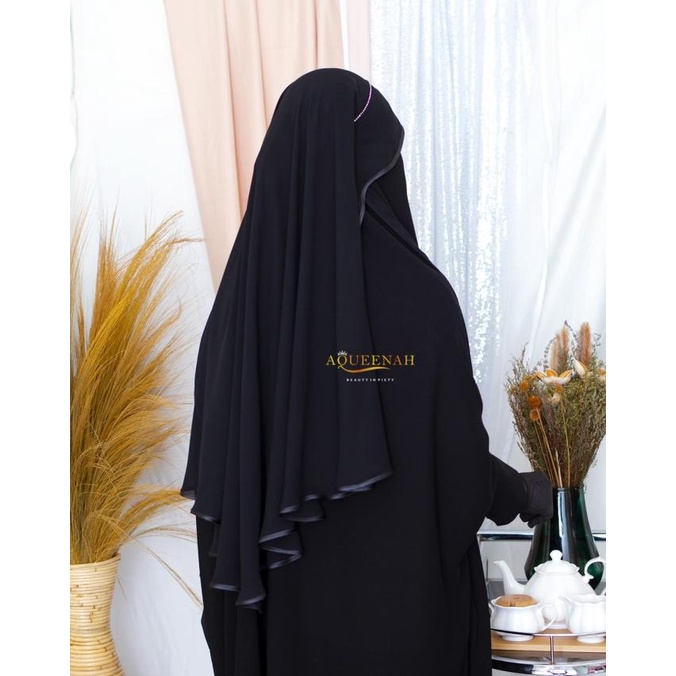 Sale Now Aqueenah Niqab Purdah Yaman Butterfly Diamond Syafnah Sifon Jetblack Berkualitas