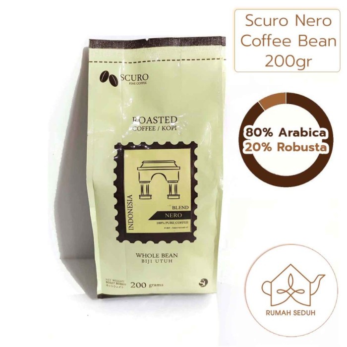 

Scuro Nero Coffee Bean 200gr Biji Kopi Mixed Arabika Robusta Arabica