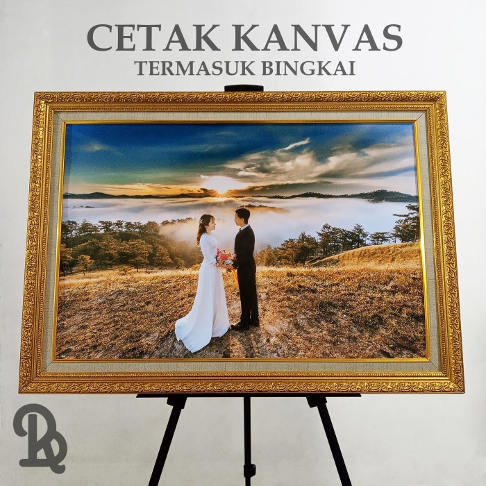 cetak foto kanvas + bingkai double frame photo